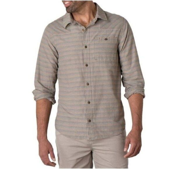 Toad&Co Men XXL Gray Houndstooth Striped Long Sleeve Button Down Shirt - Picture 1 of 7